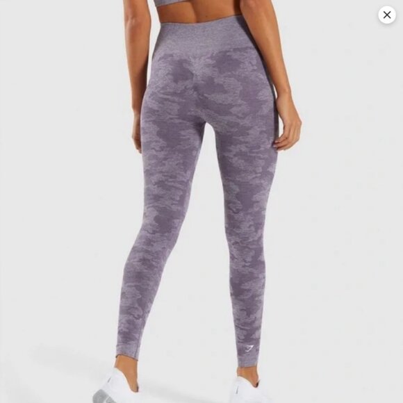 Gymshark Women's Size Camo Seamless Leggings Lavender Grey - Picture 2 of 6